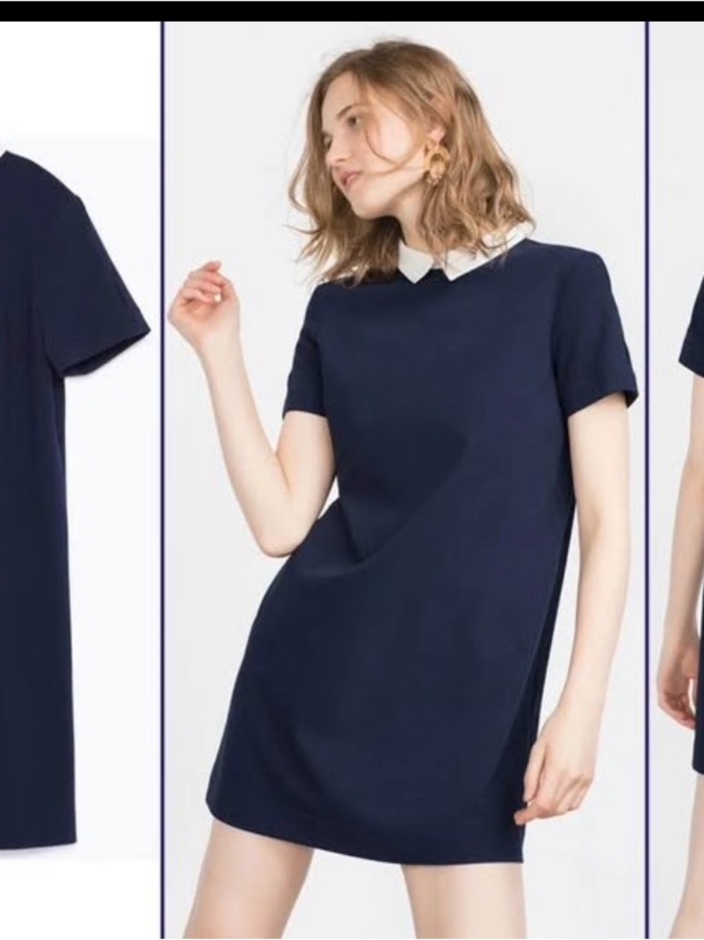 Zara Navy Mini Dress with White Collar